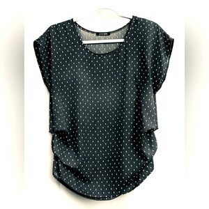 Mango Black Boxy Cap Sleeve Blouse